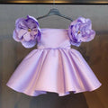 Vestido Infantil de Festa Acetinado Flor