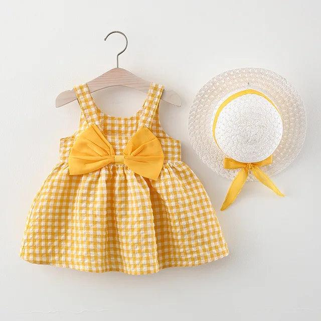 Vestido Infantil Xadrez + Chapéu