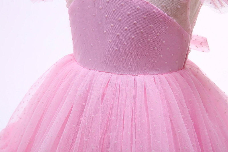 Vestido de Festa Infantil Tule Poá Babados