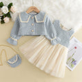 Vestido Infantil  com bolsinha e cardigan