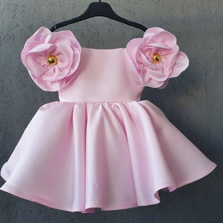 Vestido Infantil de Festa Acetinado Flor