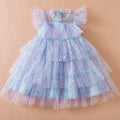 Vestido Infantil Babados Tule Estrelinhas