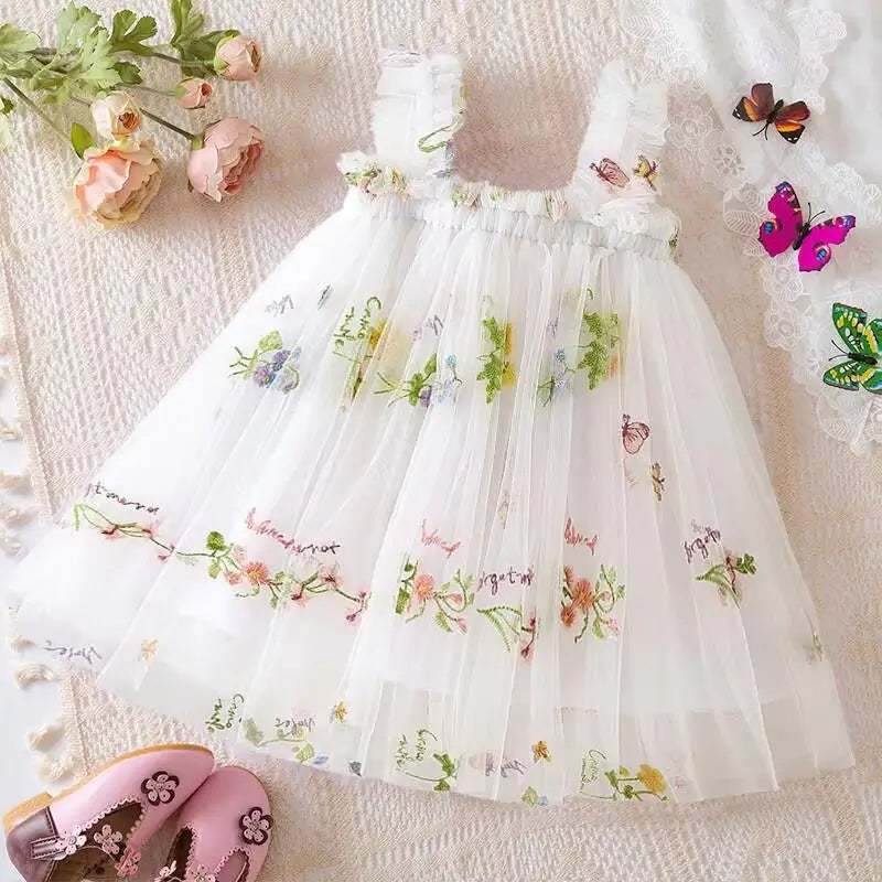 Vestido Infantil Floral Borboleta