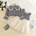 Vestido Infantil  com bolsinha e cardigan