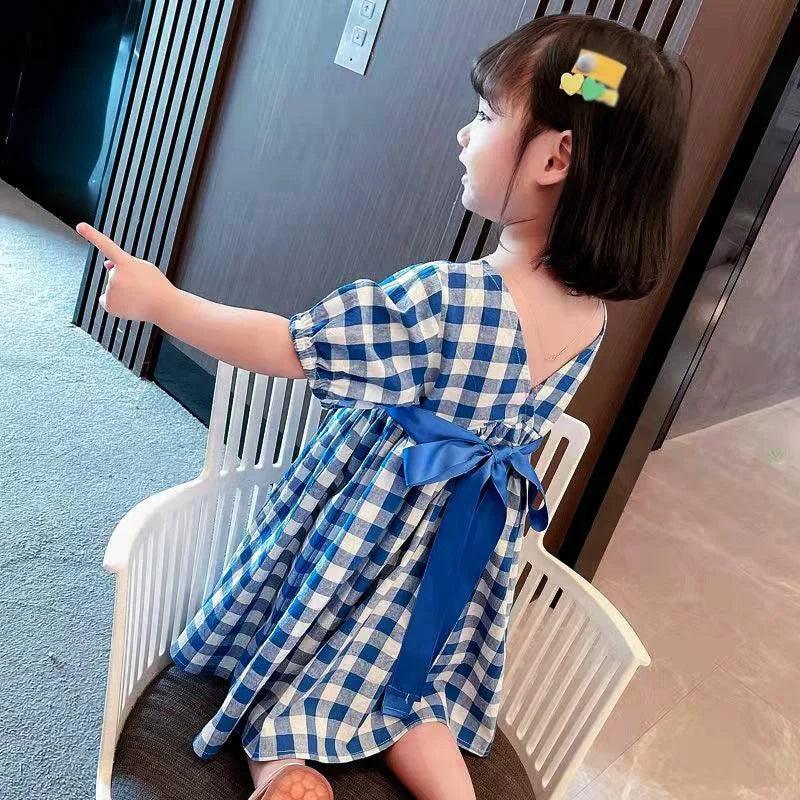 Vestido Infantil Xadrez Azul