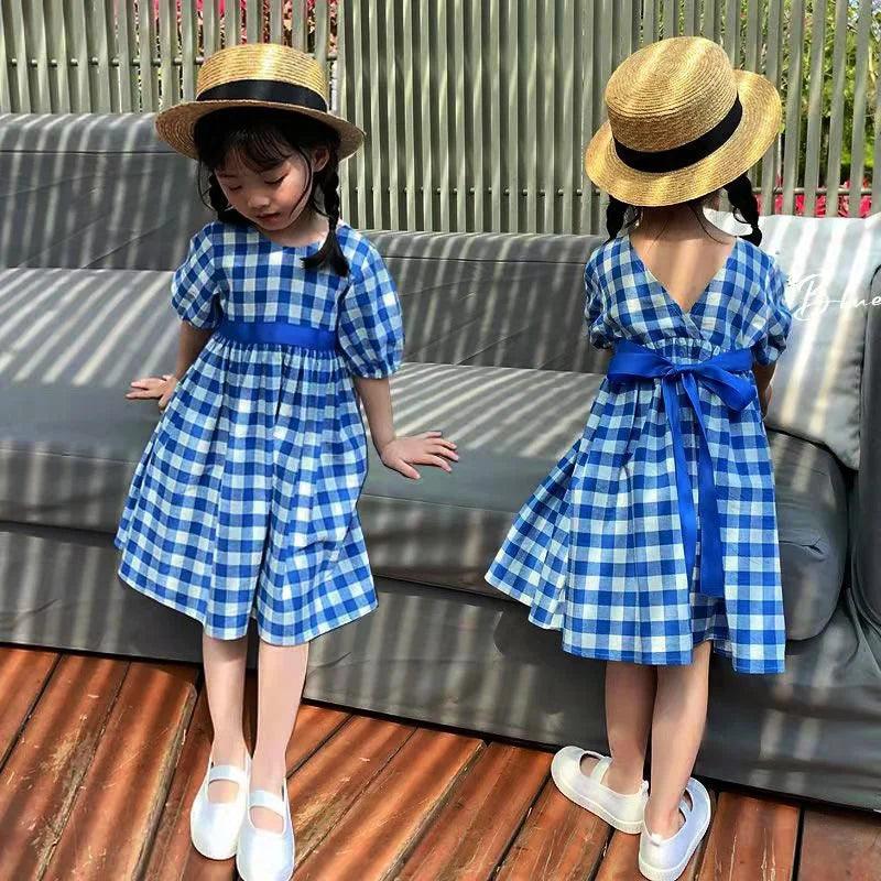 Vestido Infantil Xadrez Azul