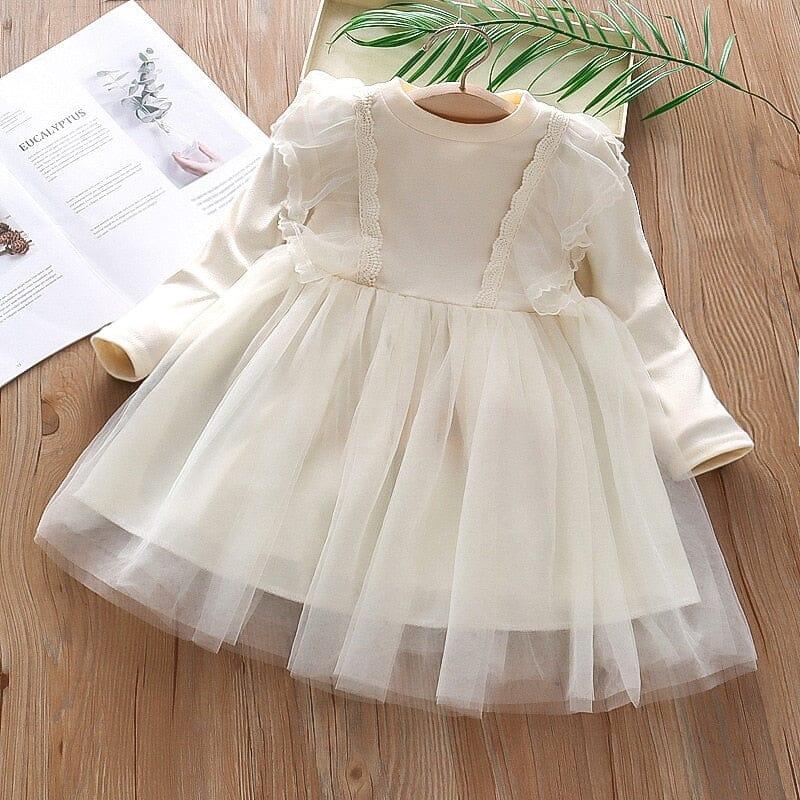 Vestido Infantil  Luxo Manga Longa e Tule