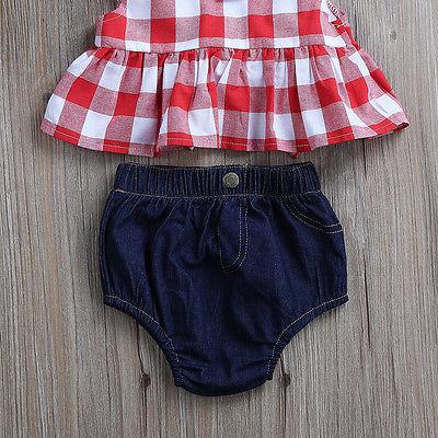 Conjunto Infantil Feminino Xadrez com Laço