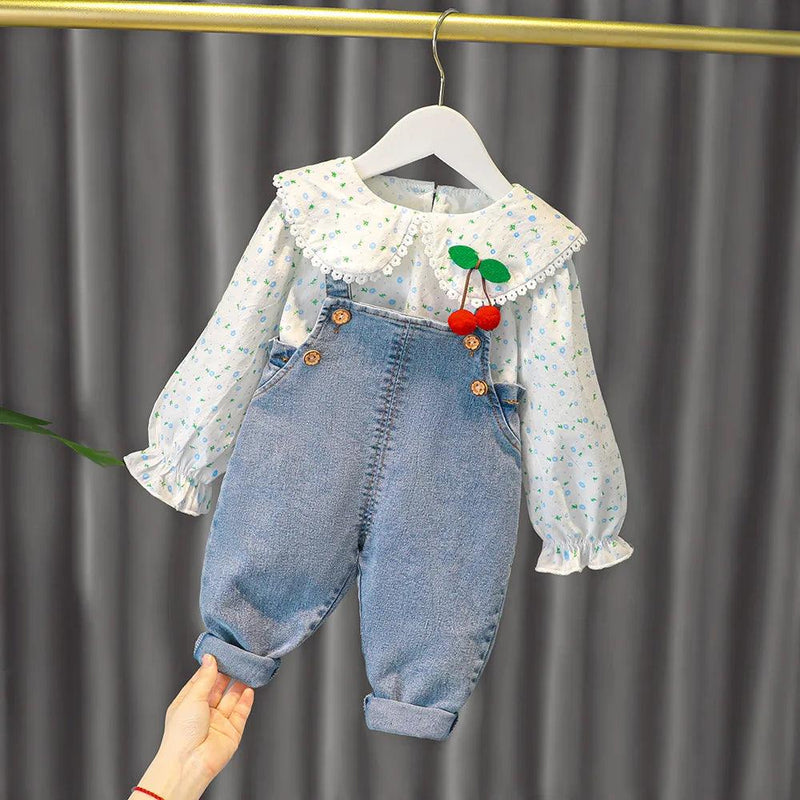 Jardineira Infantil + Camisa Cerejinha