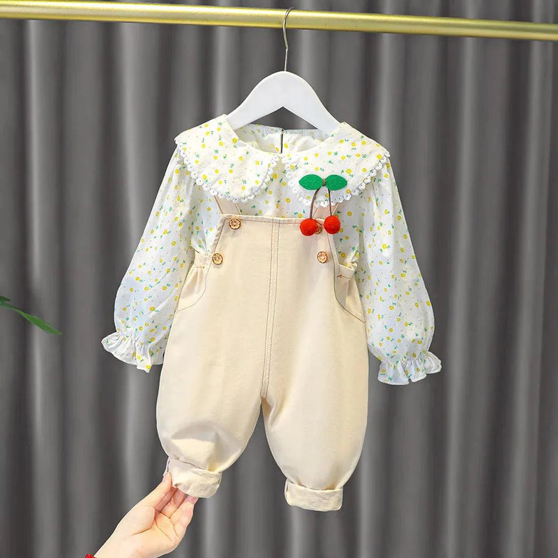 Jardineira Infantil + Camisa Cerejinha