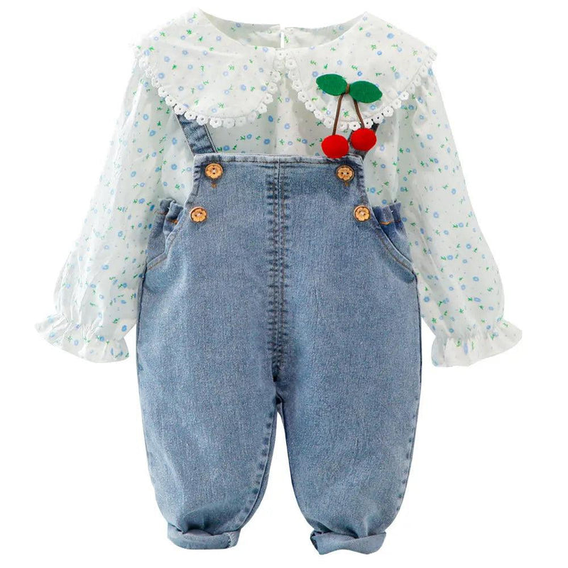 Jardineira Infantil + Camisa Cerejinha