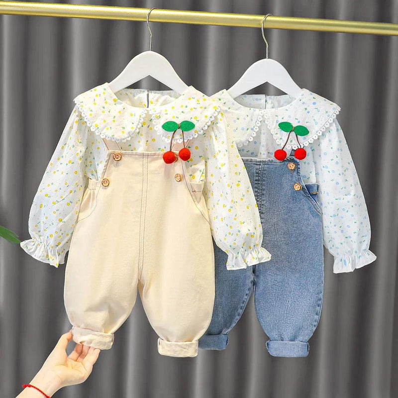 Jardineira Infantil + Camisa Cerejinha