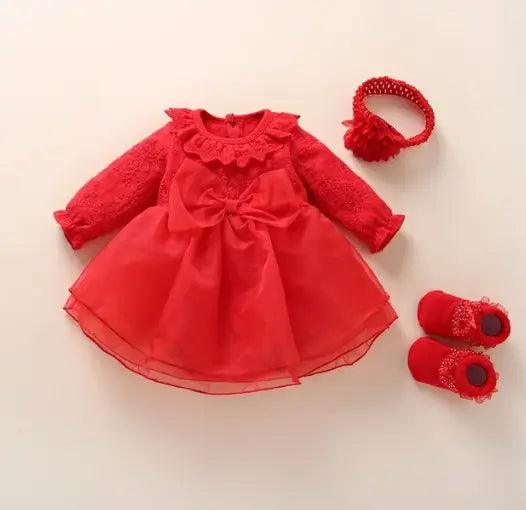 Vestido Infantil Batizado Feminino 3 Peças