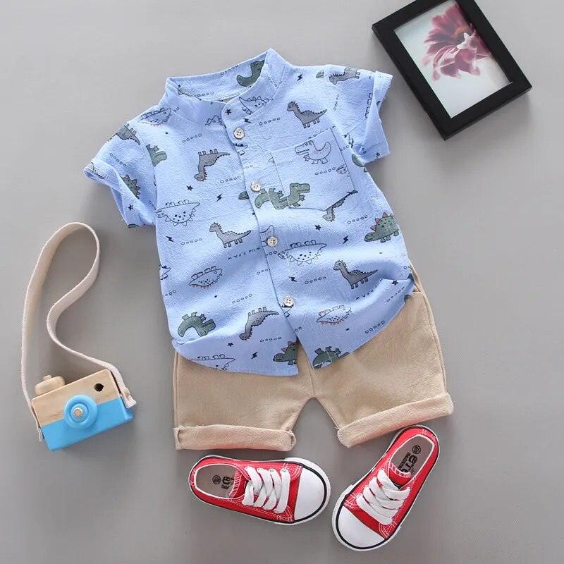 Bebês Conjunto de camisa e shorts com estampa de dinossauro