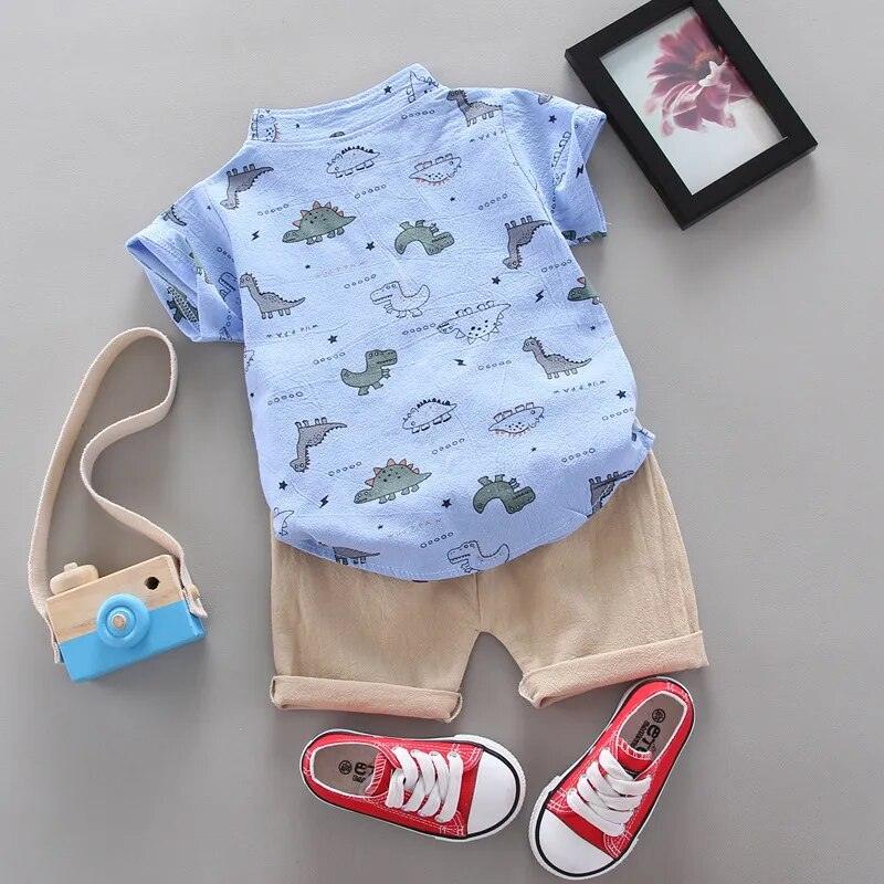 Bebês Conjunto de camisa e shorts com estampa de dinossauro