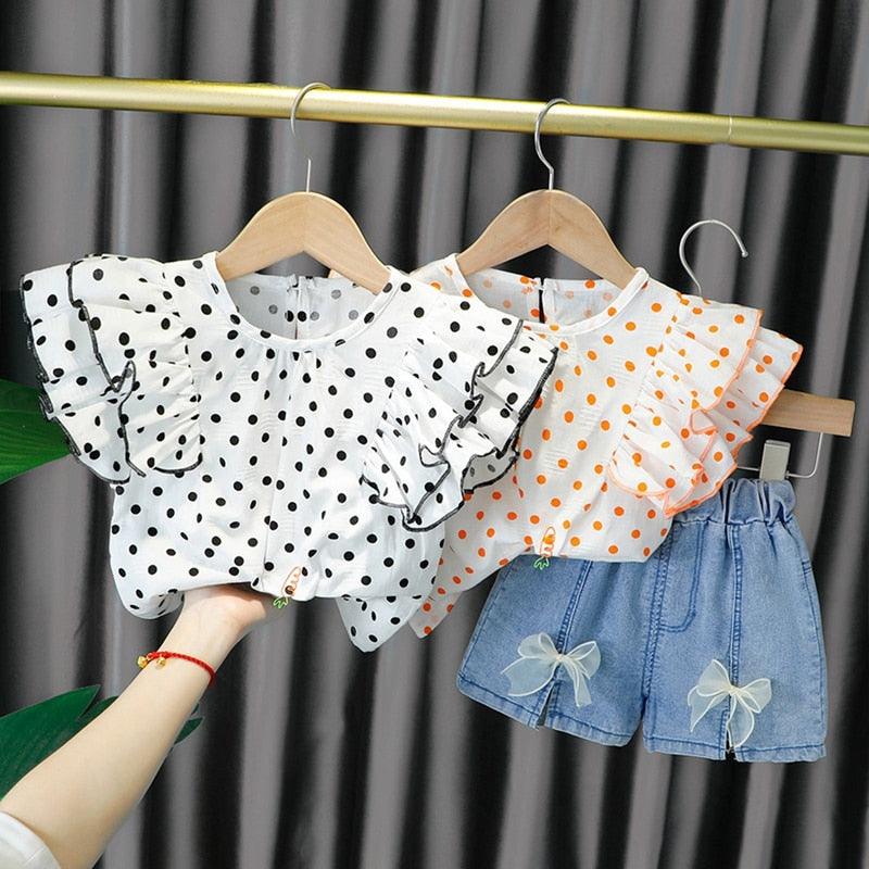 Conjunto Infantil Shorts e Blusa Poá