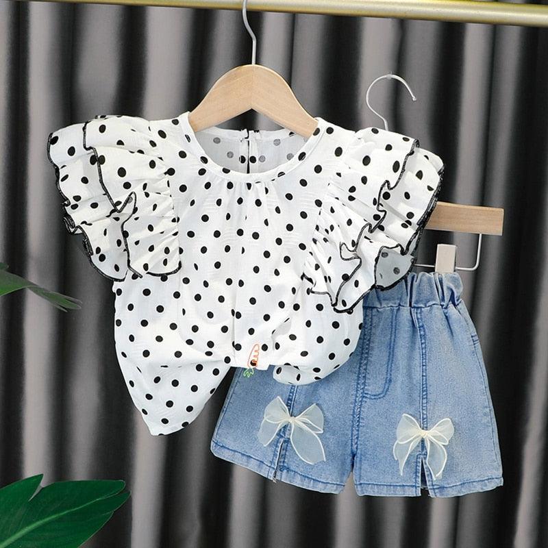 Conjunto Infantil Shorts e Blusa Poá