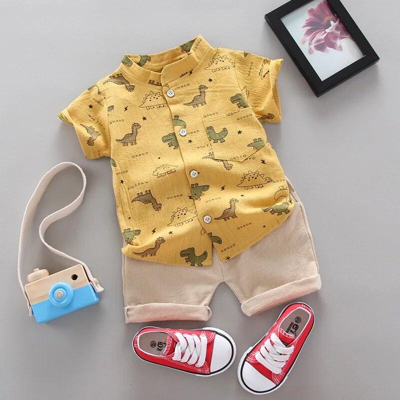 Bebês Conjunto de camisa e shorts com estampa de dinossauro