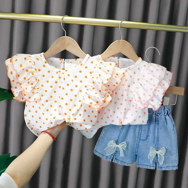 Conjunto Infantil Shorts e Blusa Poá