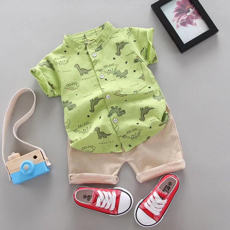 Bebês Conjunto de camisa e shorts com estampa de dinossauro