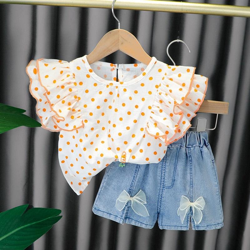 Conjunto Infantil Shorts e Blusa Poá