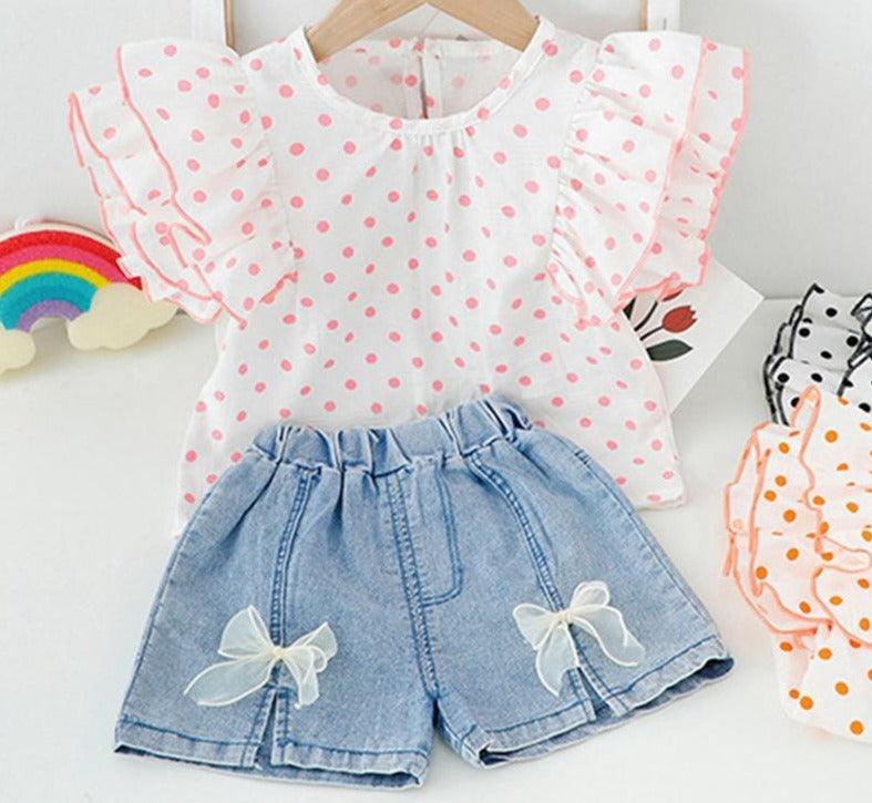 Conjunto Infantil Shorts e Blusa Poá