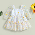 Vestido Infantil Margaridas Manga Longa