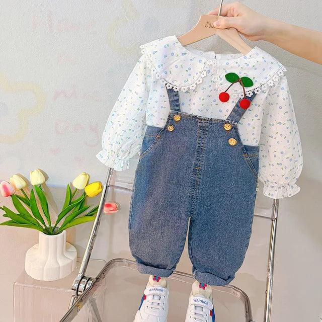 Jardineira Infantil + Camisa Cerejinha