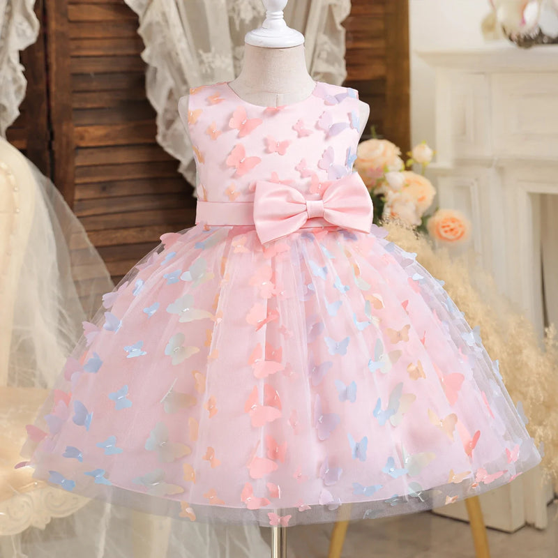 Vestido Infantil Borboleta Arco-Iris