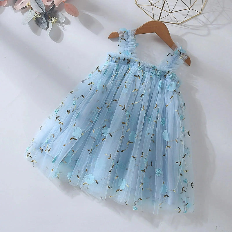 Vestido Infantil Tule com Bordados