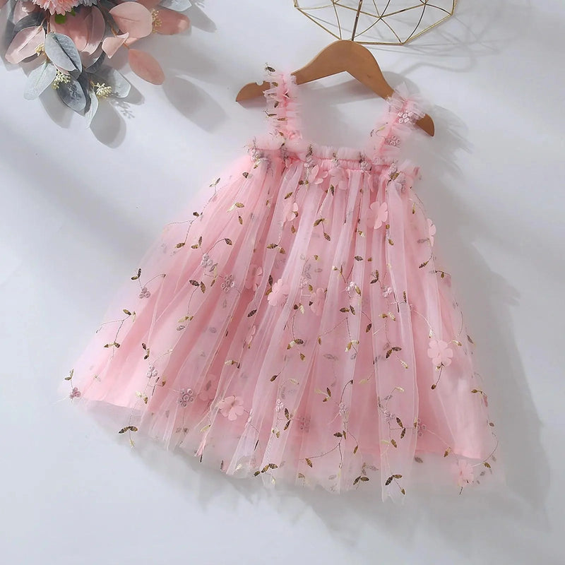 Vestido Infantil Tule com Bordados