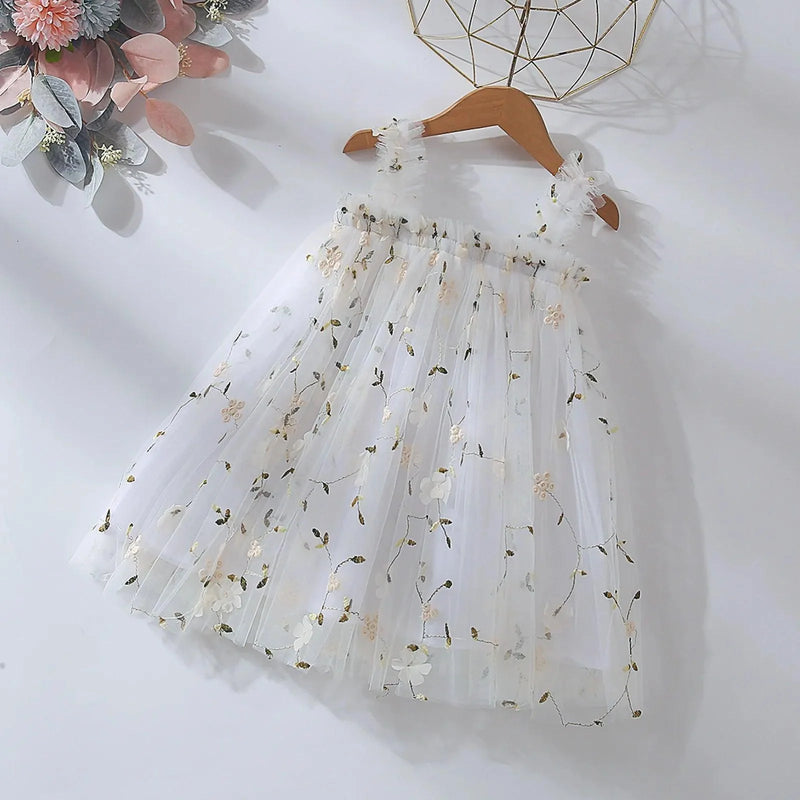 Vestido Infantil Tule com Bordados