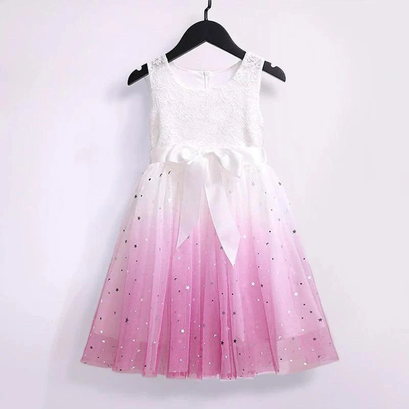 Vestido Infantil Tule Degrade Estrela