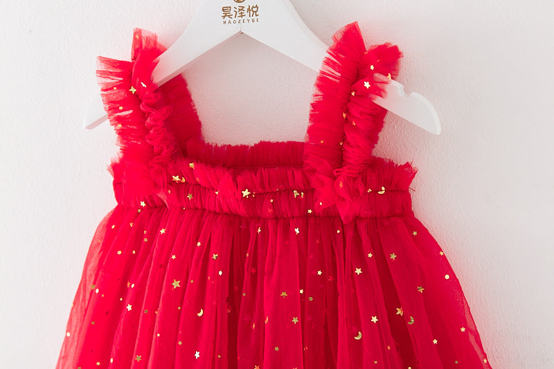 Vestido Infantil Tule Estrelinhas