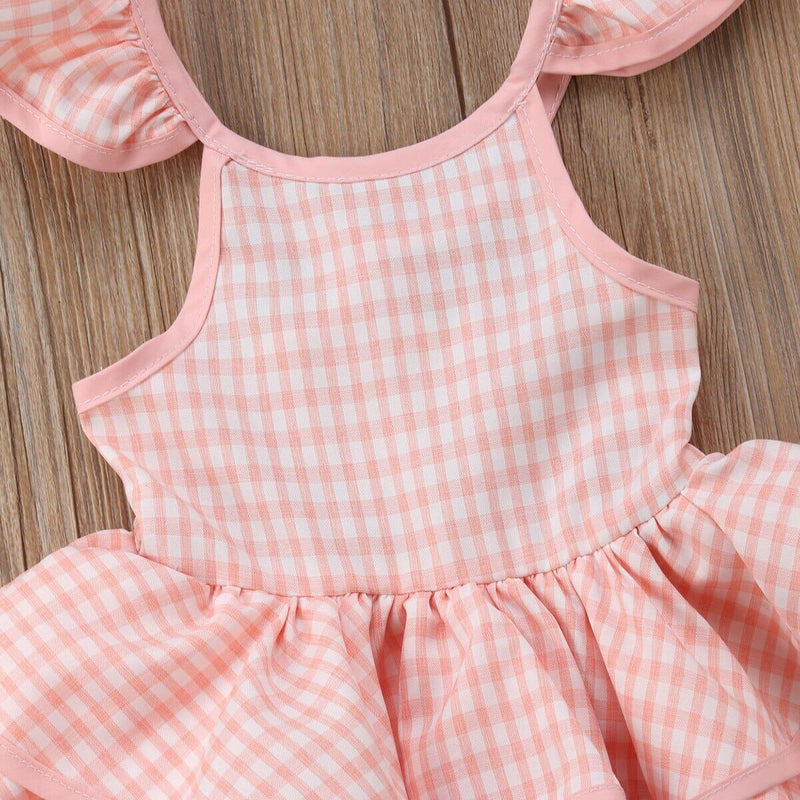 Vestido Infantil Rosa Xadrez