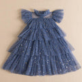 Vestido Infantil Babados Tule Estrelinhas