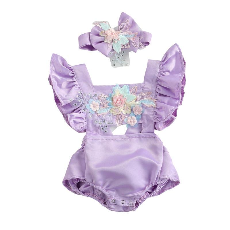 Body Infantil Bordado + Tiara