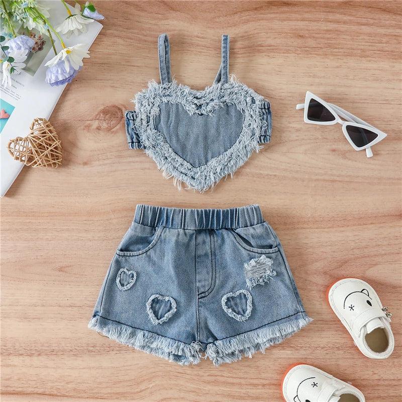 Conjunto Infantil Jeans Coração