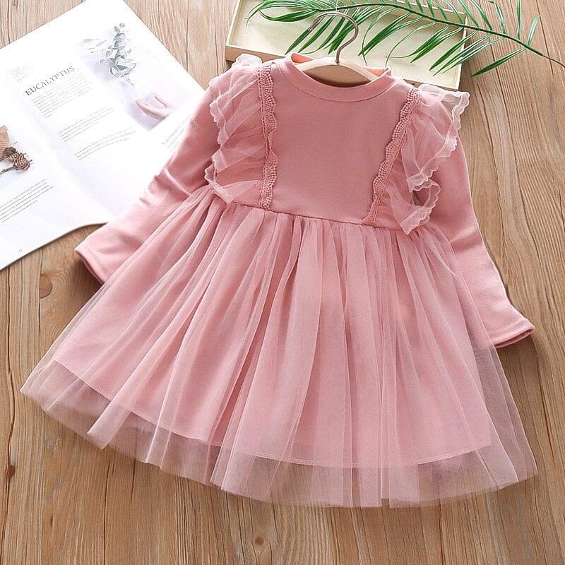 Vestido Infantil  Luxo Manga Longa e Tule