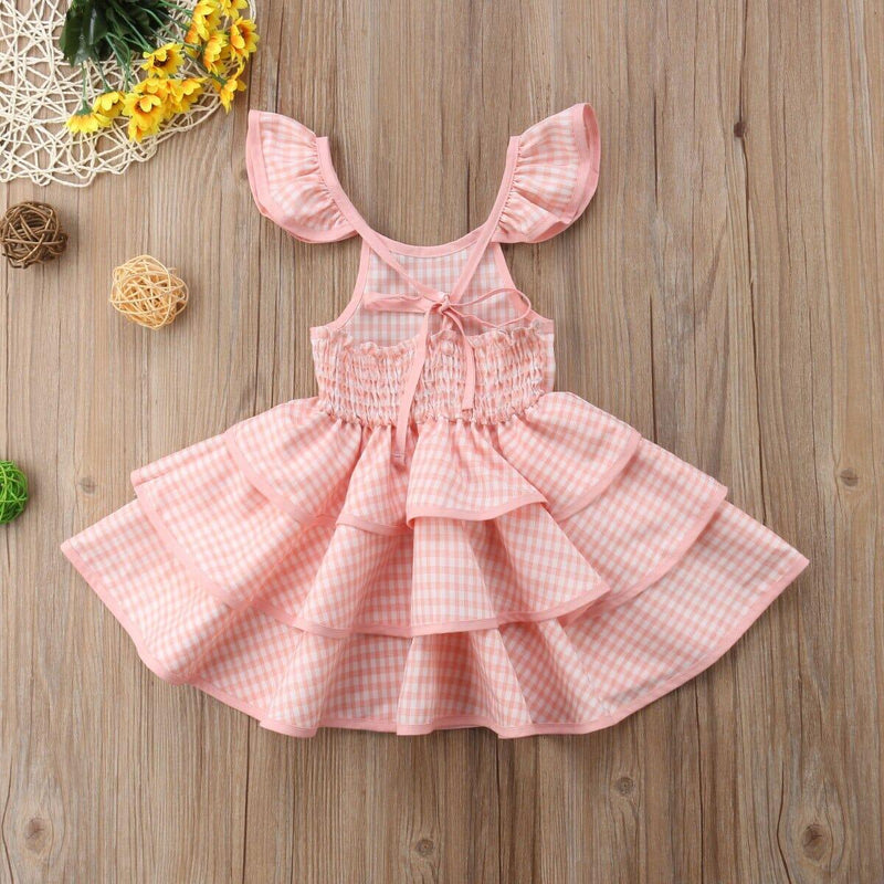 Vestido Infantil Rosa Xadrez