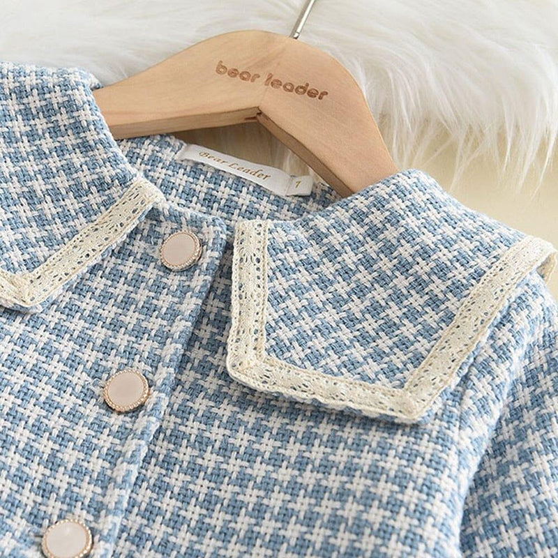 Vestido Infantil  com bolsinha e cardigan