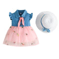 Vestido Infantil Jeans Golinha + Chapéu