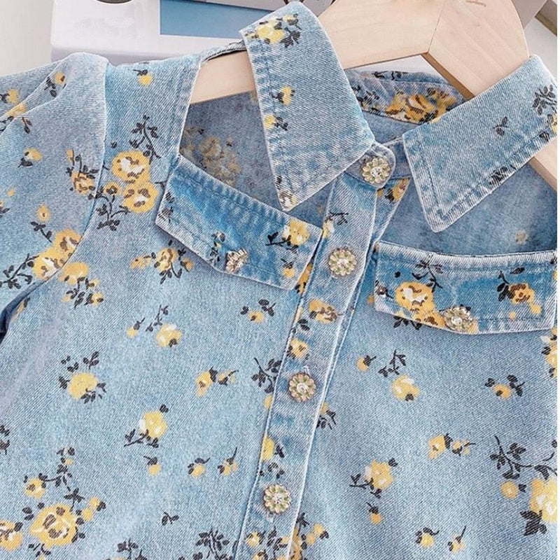 Conjunto Infantil Feminino Jeans Florido