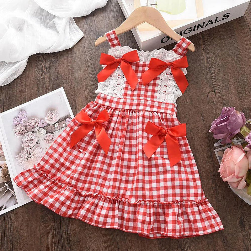 Vestido Infantil Junino Xadrez Vermelho