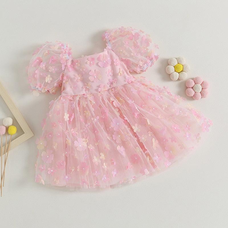 Vestido Infantil Tule Florzinhas