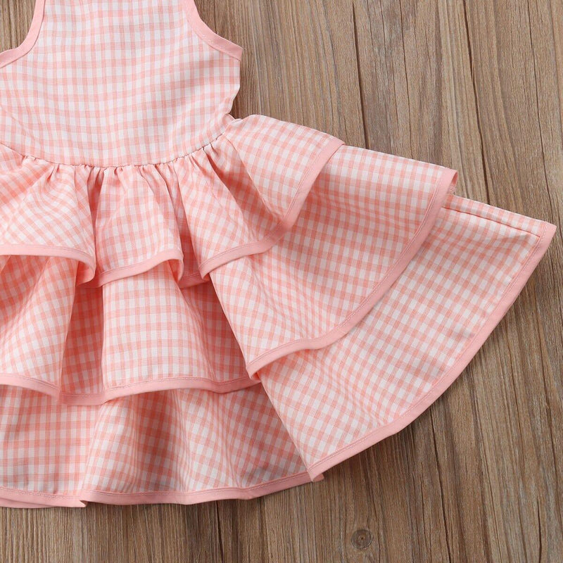 Vestido Infantil Rosa Xadrez