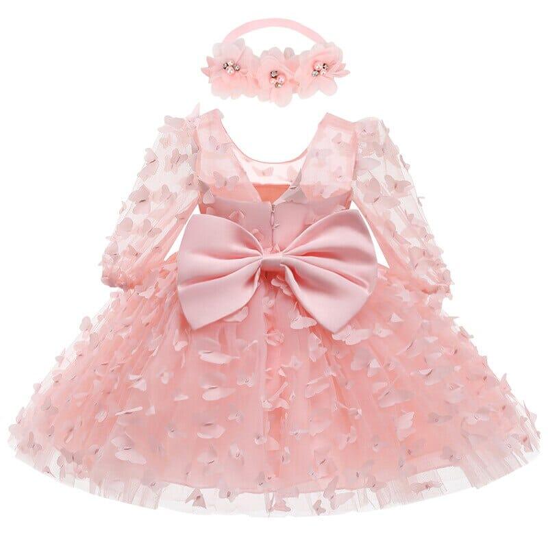 Vestido Infantil Manga Borboletas + Faixa