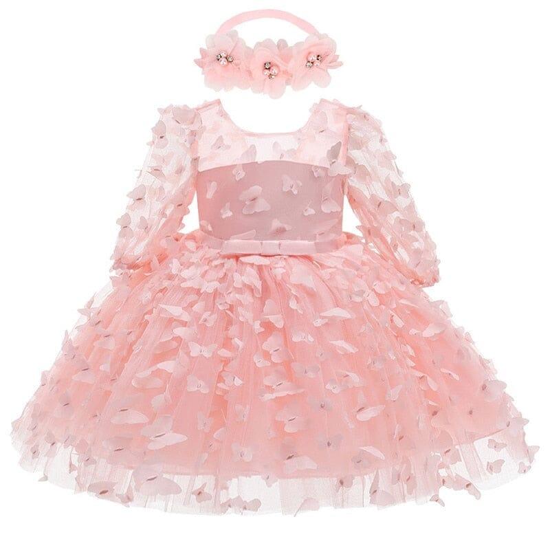 Vestido Infantil Manga Borboletas + Faixa